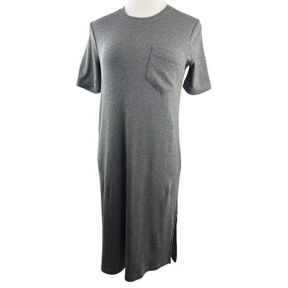 Madewell Ribbed Pocket Tee Midi Dress Short Sleeve Gray AB300 Womens Size Medium - Picture 3 of 15